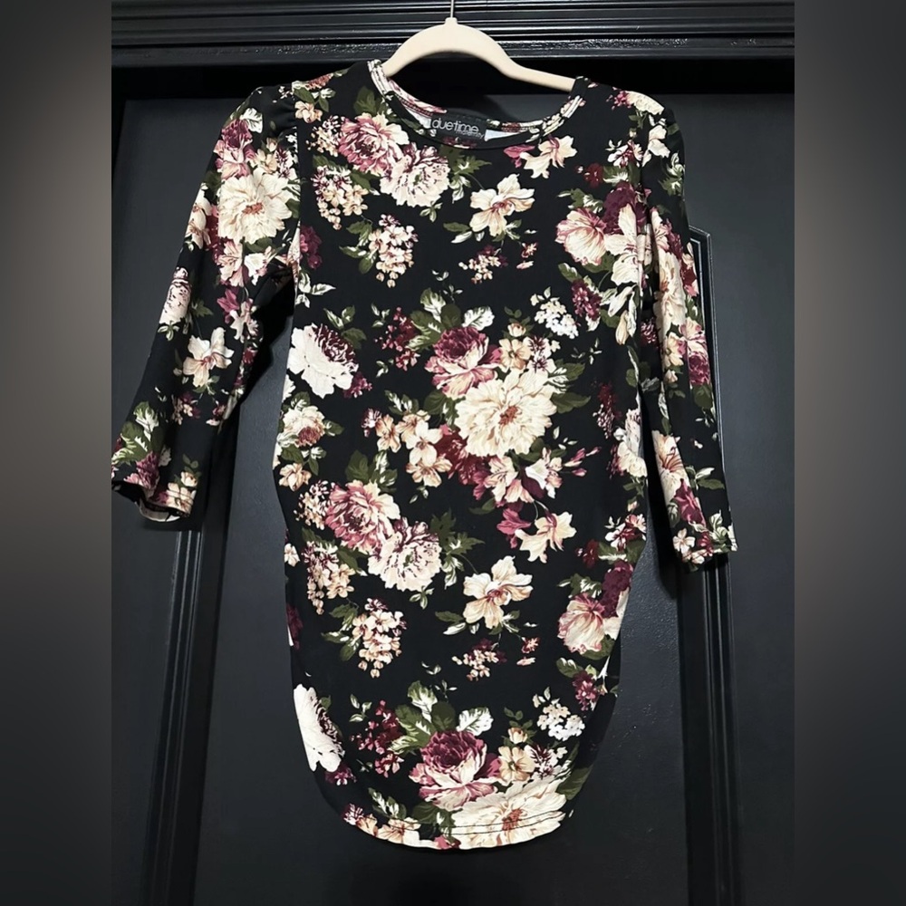 Due Time Maternity Black Floral Shirt Size Small